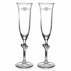 Cheap 🎉 Disney Arribas Glass Flutes - Wedding Bells - Walt Disney World 🥰