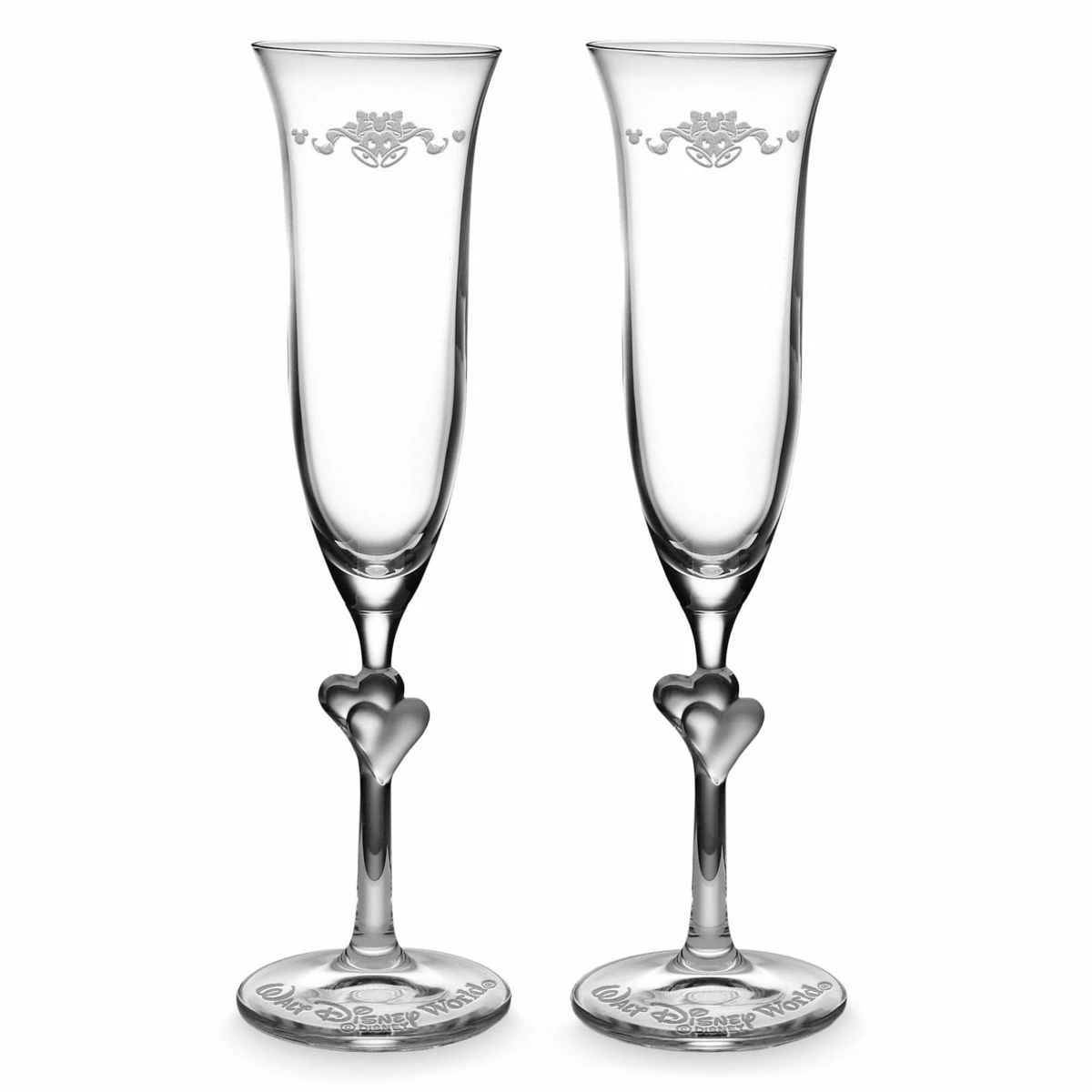 Cheap 🎉 Disney Arribas Glass Flutes - Wedding Bells - Walt Disney World 🥰