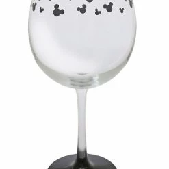 Promo 🎉 Disney Goblet Wine Glass - Etched Mickey Mouse Icons - Black 😀