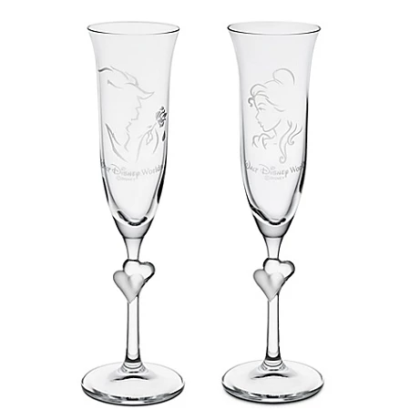 Wholesale ๐ฅฐ Disney Glass Flute Set - Personalizable Beauty And The Beast Glass By Arribas -- 2-Pc. โจ