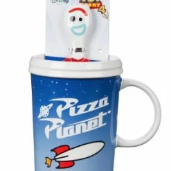New ⭐ Disney Coffee Mug With Spoon - Pizza Planet And Forky - Toy Story 4 👏