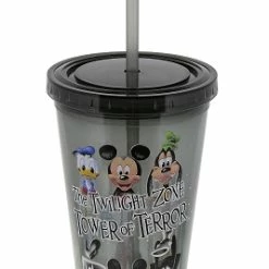 Promo 👍 Disney Tumbler With Straw - Tower Of Terror - Mickey And Friends ✨