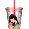 Wholesale 🔥 Disney Tumbler With Straw - Mulan - Pink & Gold Floral 🛒