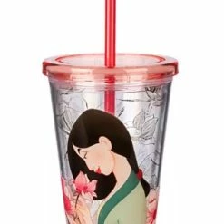Wholesale 🔥 Disney Tumbler With Straw - Mulan - Pink & Gold Floral 🛒