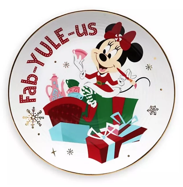Outlet โญ Disney Dessert Plate - Holiday Minnie Mouse - Fab-yule-us ๐